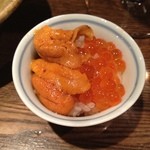 器楽亭 - お刺身に付いてきた、ミニうにイクラ丼　こういうサービスが嬉しい！