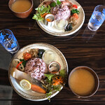 サトノエキ カフェ - ランチ（鮭、スペアリブ） 2021.11