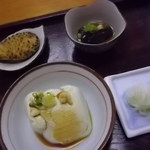 狭山 翁 - おぼろ豆腐・焼き味噌・茄子の煮浸し