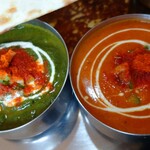 インドカレー専門店 プルニマ - ポークサグ、チキンカレーには唐辛子が・・。