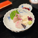 Kimmata - さわら、鯛、刺身湯葉、水前寺海苔