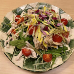 旬菜 おぐら家 - 大山鷄とクレソンのトリュフオイルサラダ