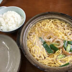 橋本食堂 - 鍋焼きラーメン普通とごはん小