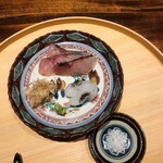 温石 - お造り。黒ムツと泥障烏賊です