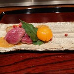 鉄板焼き いわ倉 - フォアグラと鴨のオレンジソース　金柑密煮