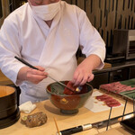 登喜和鮨 - 鮪をサッと漬に