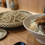 蕎麦心 きりがね - (冷）せいろ(八尾在来) &（小）海老と野菜の天丼