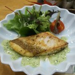 玄海鮨 - ヒラメのポワレ バジルソース 