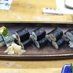 玄海鮨 - 右から 鉄火巻  氷柱巻  雲丹巻  ネギ巻  ツンデレ巻  バッテラ❗️