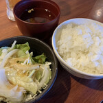 Yakiniku No Bakuro - サラダ、スープ、ご飯