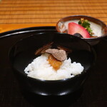 日本料理 幸庵 - 土鍋炊きご飯 梅肉黒トリュフ添え