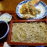 美善 - 天ざる　お蕎麦は細目で美味しいけど天ぷらは揚げ過ぎ