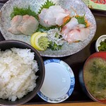 Hamakko Shokudou - 天然地魚３点盛りの定食