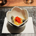 きう - 煮鮑、オリーブオイル酢味噌、完熟万願寺とうがらし