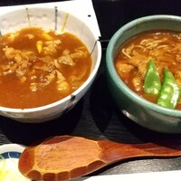 日本橋 やぶ久 - ミニカレー丼、ミニカレー南蛮そばセット 1,100円 ♪