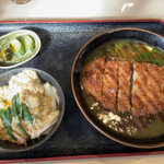 長野屋  - カツのせカレーそば＋ミニ玉子丼（上から）