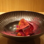 RISTORANTE IL NODO - 天城 下山さんの3年アマゴ 黄金いくら 本ワサビ 畑のビーツ 横田さんのバラ