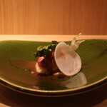 RISTORANTE IL NODO - 白子ムニエル 渡辺農園のカブ もものすけ 鵠沼醤油