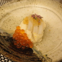 日本料理 晴山 - 2012.12.22）イクラとアオリイカと小松菜の白和え