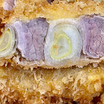 ひのき - 串かつには太い長ネギどーん！これが旨いです