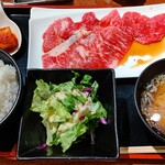焼肉 乙ちゃん - カルビ＆ロース定食(肉1.5倍) 1380円