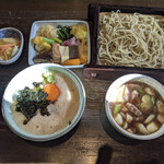 萬吉禎 - ランチメニュー　鴨汁蕎麦＋とろろ丼＋健食前菜
