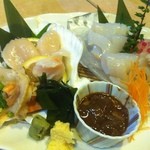 喜Raku - ホタテとアオリイカの刺身