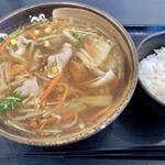 Yudetarou - 「肉野菜あんかけ中華」600円也。「ごはん」150円也。