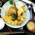 福浦漁港 みなと食堂 - ミックスフライ定食