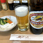 Unagi Semmon Ten Unagiku - キリンラガービール中瓶　お通し