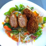 NAMA - ■瀬戸内産大粒カキフライと三元豚のヒレカツランチ(炊き込みご飯付き)