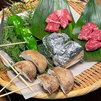 黒茶屋 - お肉と野菜、椎茸。