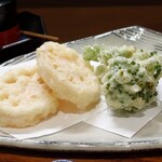 桶家乃隠居 - 門真れんこん、たらの芽、菜の花