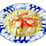 Chugokumeisai chinmabodofu - 黄ニラと帆立貝の薄塩炒め