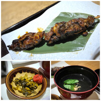 緩音 - ◆肝焼き・・香ばしく焼かれていて美味しい。 ◆この価格で「肝吸い」が付くのは嬉しい。 ◆高菜と梅干し