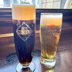 カサブランカシルク - 生ビールで乾杯( *´꒳`*)੭"
            電車だと昼間から飲める幸せ♡
