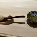 くるますし - 先程のアワビの肝ソースにシャリを加えてリゾットとしていただく