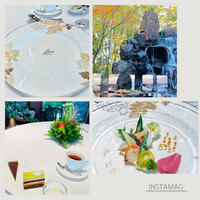 岩崎台倶楽部 グラスグラス - 食事の会場では緑や滝なども眺められる