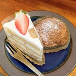 おやつと珈琲 TSUI - イチゴのショートケーキ、シュークリーム