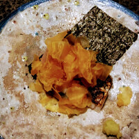 すし昇 - 落ち葉に見立てたカラスミ　ロマンチックが止まらないw