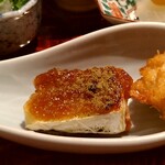 日本料理 つるま - カマンベール味噌焼、子持ち昆布天ぷら