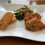 我つま - ランチ　ニンジンフライと鶏肉のトマトソース煮