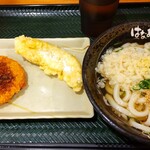 Hanamaru Udon - かけうどん（小）+とり天+コロッケ　240円+150円+130円