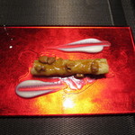 エクアトゥール - 鹿児島産タケノコとフォアグラのカネロニ仕立て　ブルーチーズとフォアグラのソース