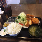 わ楽 - 昼得定食  ご飯大盛、アイスコーヒーで