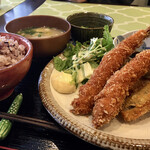 菜萌食堂 - 海老と野菜のフライ定食