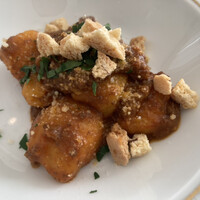 Ristorante Crocifisso - カボチャのニョッキ 蝦夷鹿ラグー カントゥッチのアクセント