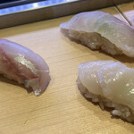 立ち寿司 おや潮 - おすすめ5種990円の中のホウボウと真鯛