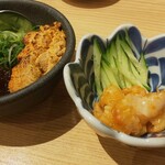 鮨 酒 肴 杉玉 - エンガワチャンジャ、炙りアン肝ポン酢　329円