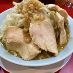 自家製麺 酉 - 鶏増しラーメン(にんにく、ちょいやさい)